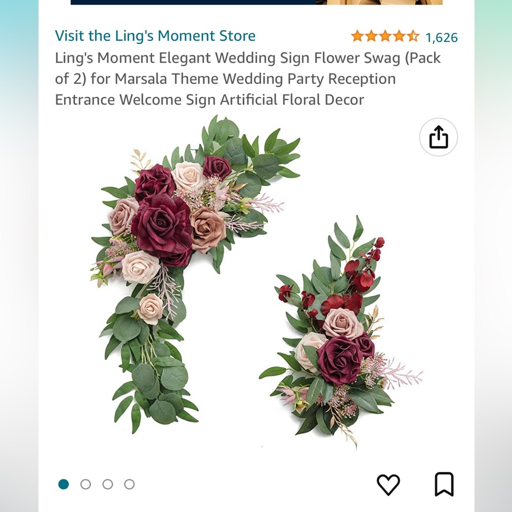 Ling's Moment Elegant Wedding Sign Flower Swag (Pack of 2) for Marsala